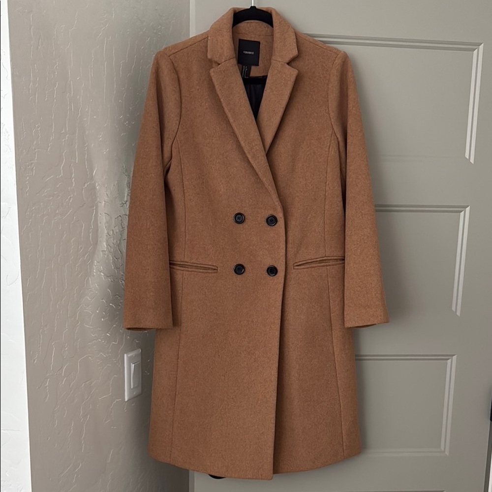 Women's Tan Double-Breasted Coat